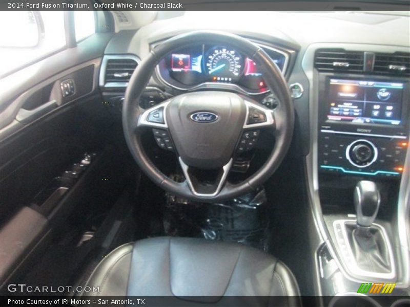 Oxford White / Charcoal Black 2014 Ford Fusion Titanium