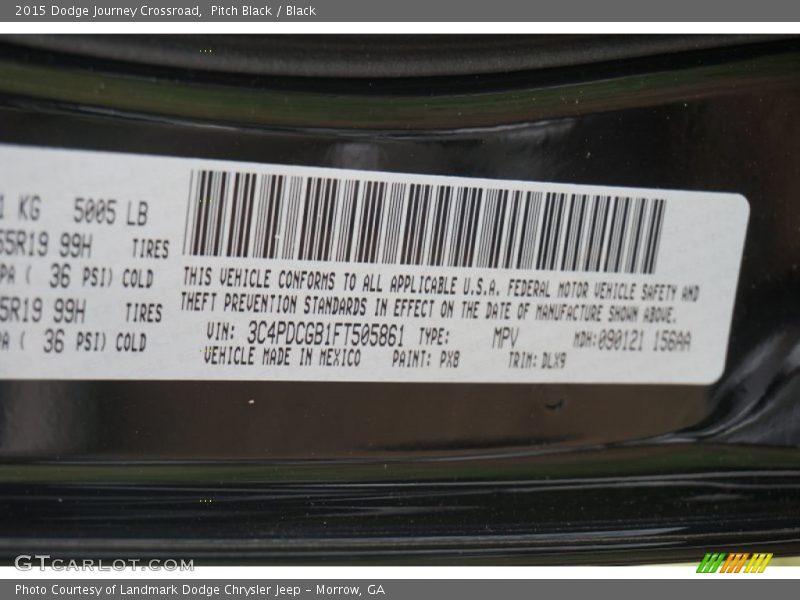 Pitch Black / Black 2015 Dodge Journey Crossroad