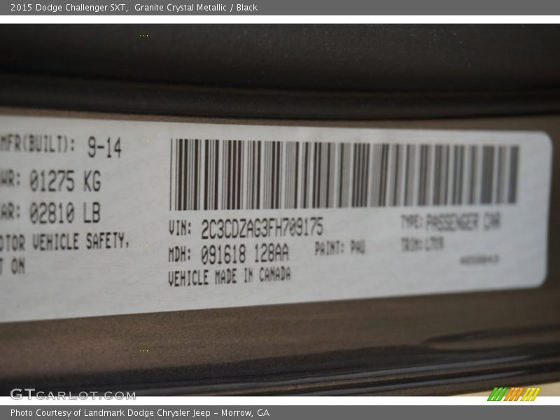 2015 Challenger SXT Granite Crystal Metallic Color Code PAU