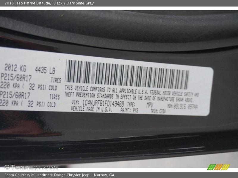 2015 Patriot Latitude Black Color Code PX8