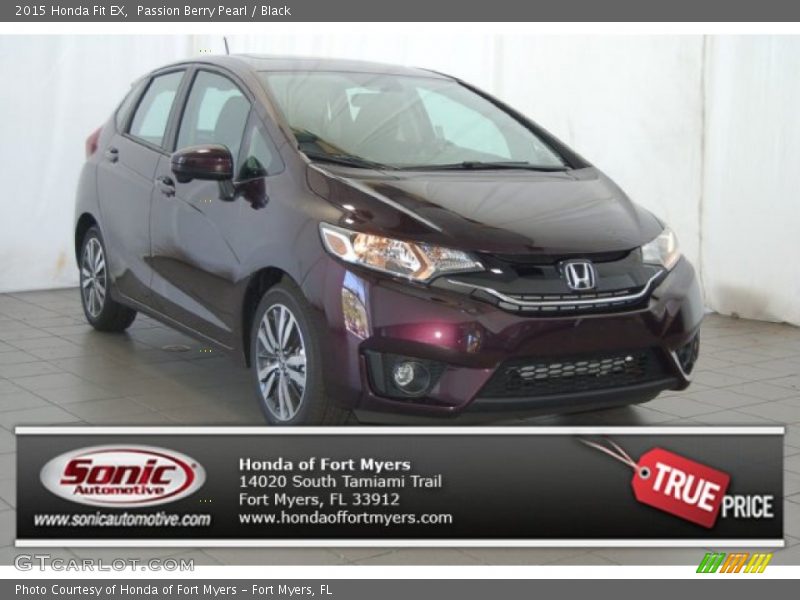 Passion Berry Pearl / Black 2015 Honda Fit EX