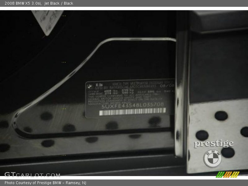 Jet Black / Black 2008 BMW X5 3.0si