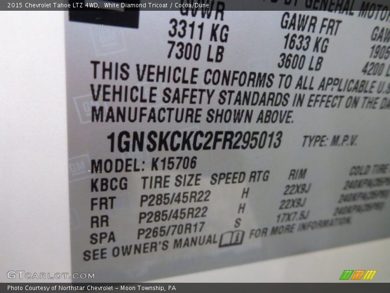White Diamond Tricoat / Cocoa/Dune 2015 Chevrolet Tahoe LTZ 4WD