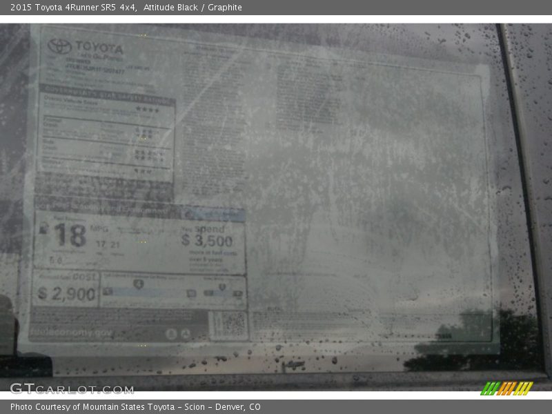 Attitude Black / Graphite 2015 Toyota 4Runner SR5 4x4