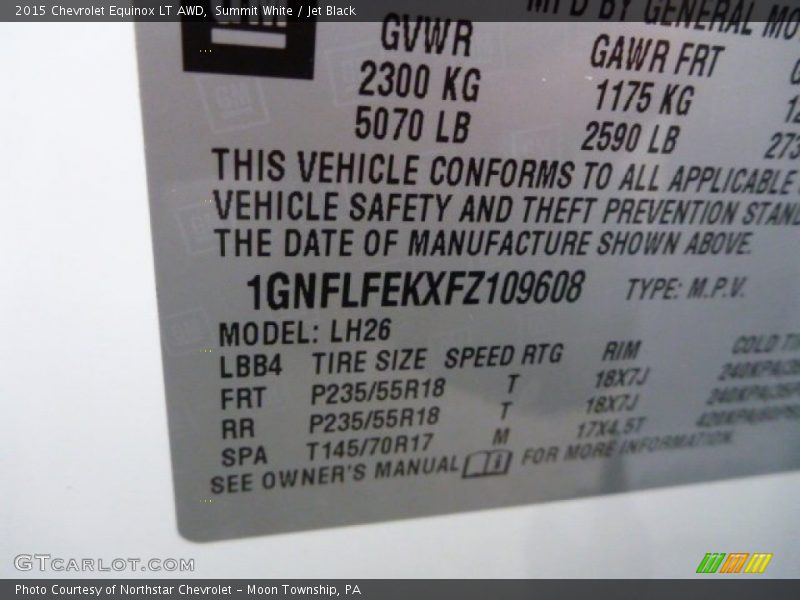 Summit White / Jet Black 2015 Chevrolet Equinox LT AWD