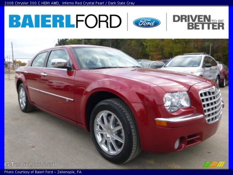 Inferno Red Crystal Pearl / Dark Slate Gray 2008 Chrysler 300 C HEMI AWD