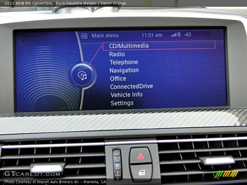 Black Sapphire Metallic / Sakhir Orange 2013 BMW M6 Convertible
