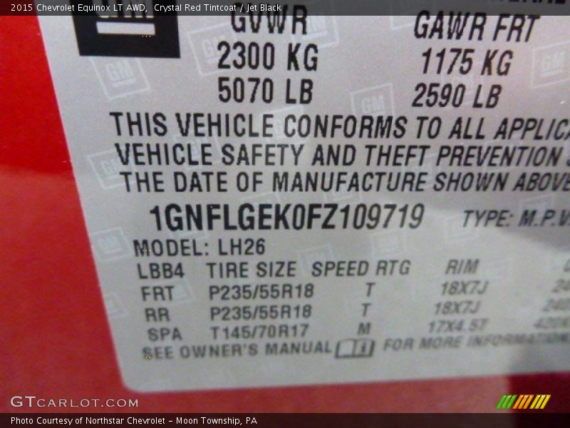 Crystal Red Tintcoat / Jet Black 2015 Chevrolet Equinox LT AWD