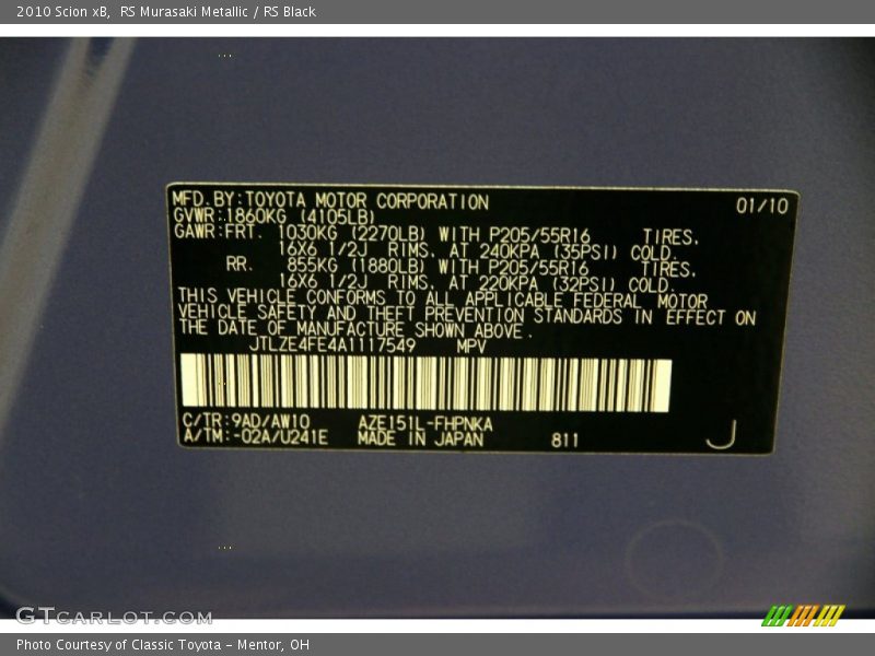 RS Murasaki Metallic / RS Black 2010 Scion xB