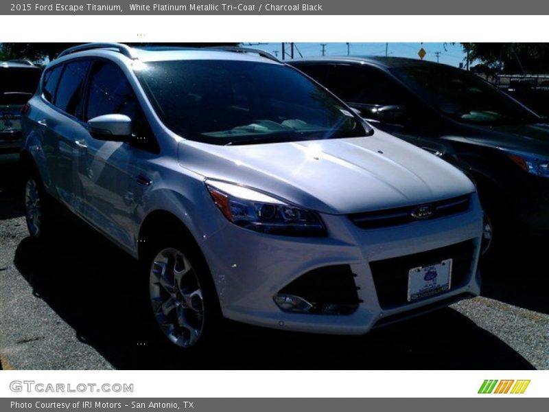 White Platinum Metallic Tri-Coat / Charcoal Black 2015 Ford Escape Titanium