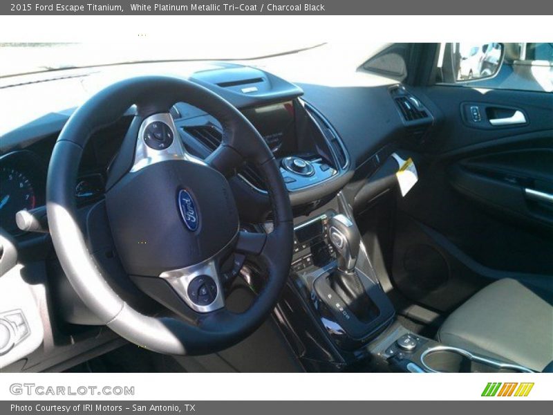 White Platinum Metallic Tri-Coat / Charcoal Black 2015 Ford Escape Titanium