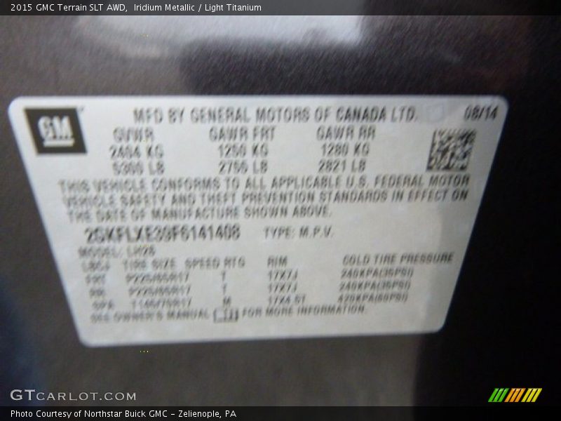 Iridium Metallic / Light Titanium 2015 GMC Terrain SLT AWD