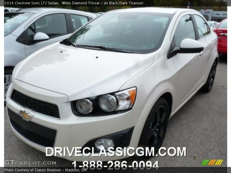 White Diamond Tricoat / Jet Black/Dark Titanium 2014 Chevrolet Sonic LTZ Sedan