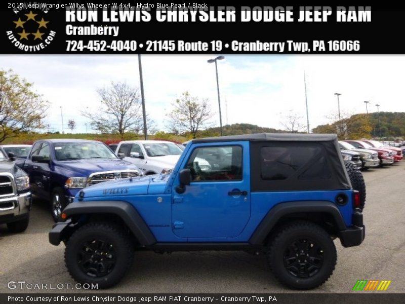 Hydro Blue Pearl / Black 2015 Jeep Wrangler Willys Wheeler W 4x4