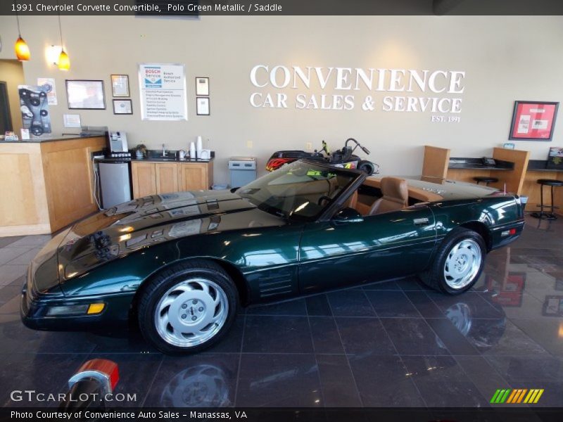 Polo Green Metallic / Saddle 1991 Chevrolet Corvette Convertible