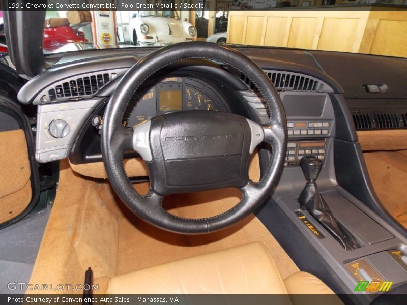 Polo Green Metallic / Saddle 1991 Chevrolet Corvette Convertible