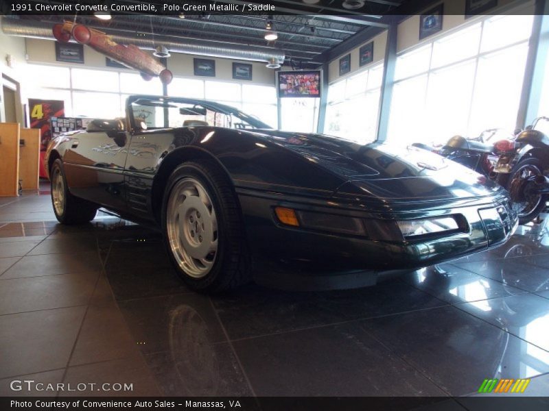 Polo Green Metallic / Saddle 1991 Chevrolet Corvette Convertible