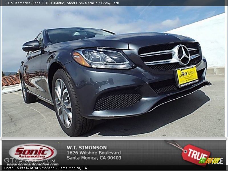 Steel Grey Metallic / Grey/Black 2015 Mercedes-Benz C 300 4Matic