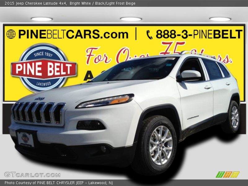 Bright White / Black/Light Frost Beige 2015 Jeep Cherokee Latitude 4x4