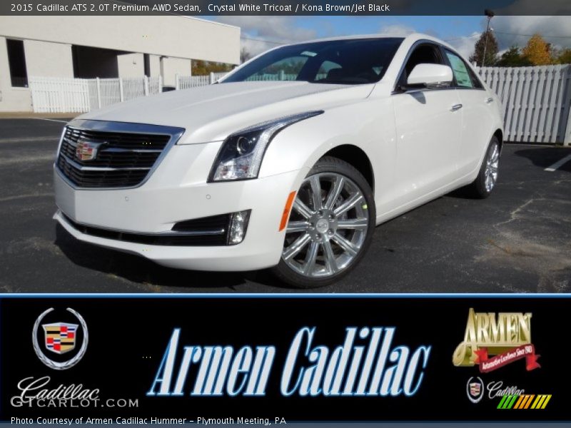 Crystal White Tricoat / Kona Brown/Jet Black 2015 Cadillac ATS 2.0T Premium AWD Sedan