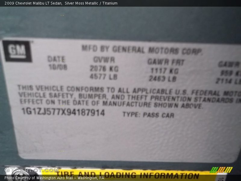 Silver Moss Metallic / Titanium 2009 Chevrolet Malibu LT Sedan
