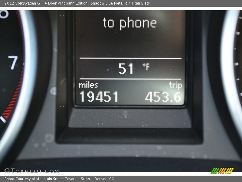 Shadow Blue Metallic / Titan Black 2012 Volkswagen GTI 4 Door Autobahn Edition