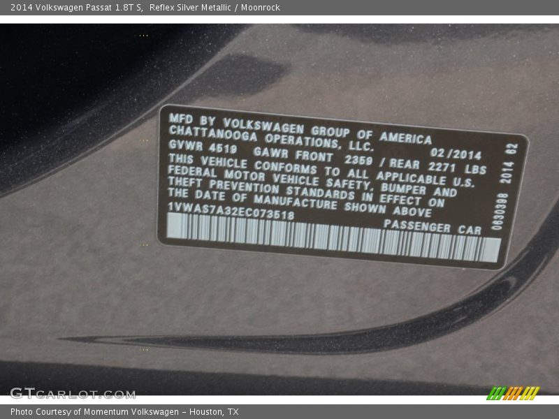 Reflex Silver Metallic / Moonrock 2014 Volkswagen Passat 1.8T S