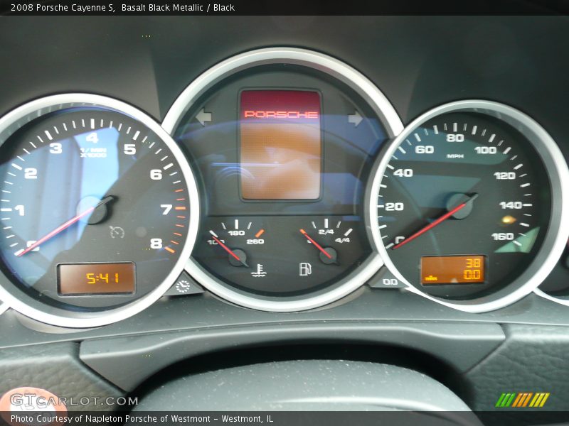 2008 Porsche Cayenne S, Basalt Black Metallic / Black Interior, Gauges - 2008 Porsche Cayenne S