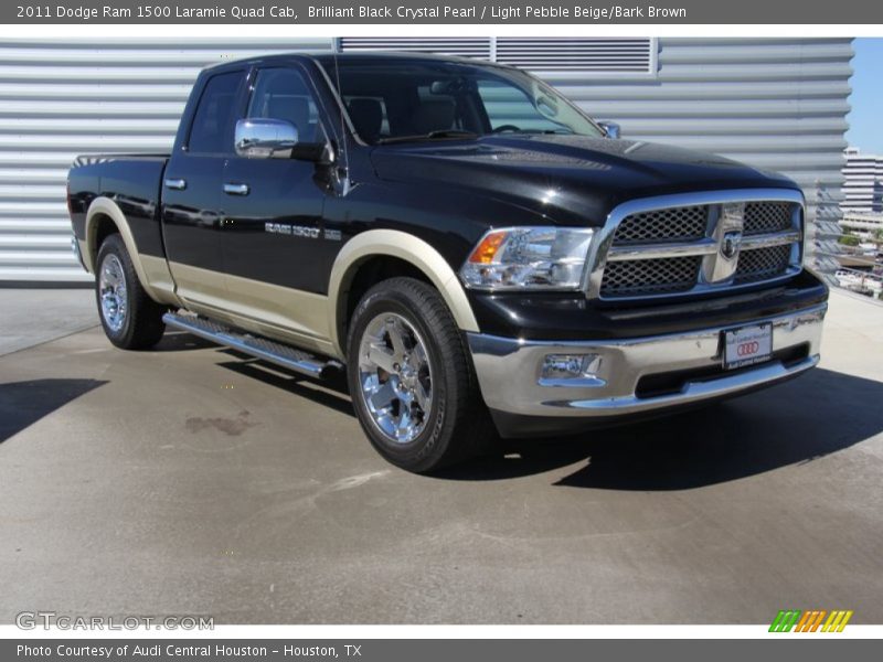 Brilliant Black Crystal Pearl / Light Pebble Beige/Bark Brown 2011 Dodge Ram 1500 Laramie Quad Cab