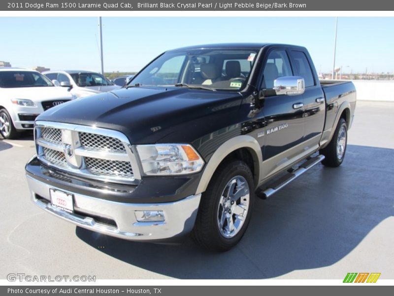 Brilliant Black Crystal Pearl / Light Pebble Beige/Bark Brown 2011 Dodge Ram 1500 Laramie Quad Cab