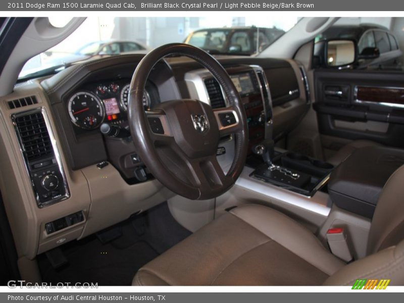 Brilliant Black Crystal Pearl / Light Pebble Beige/Bark Brown 2011 Dodge Ram 1500 Laramie Quad Cab