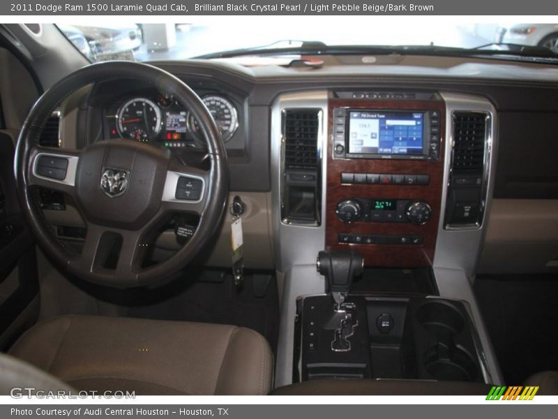 Brilliant Black Crystal Pearl / Light Pebble Beige/Bark Brown 2011 Dodge Ram 1500 Laramie Quad Cab