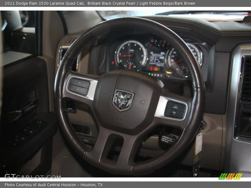 Brilliant Black Crystal Pearl / Light Pebble Beige/Bark Brown 2011 Dodge Ram 1500 Laramie Quad Cab