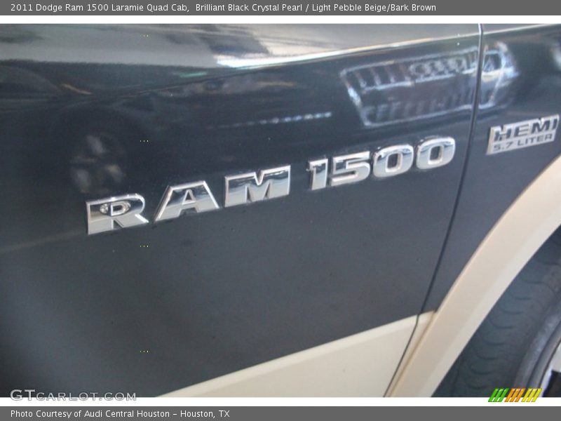 Brilliant Black Crystal Pearl / Light Pebble Beige/Bark Brown 2011 Dodge Ram 1500 Laramie Quad Cab