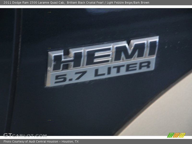 Brilliant Black Crystal Pearl / Light Pebble Beige/Bark Brown 2011 Dodge Ram 1500 Laramie Quad Cab