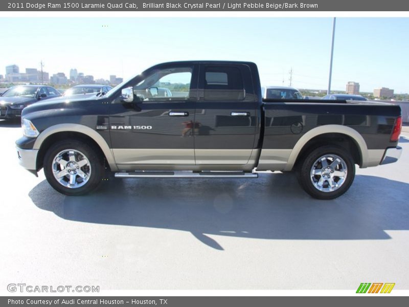 Brilliant Black Crystal Pearl / Light Pebble Beige/Bark Brown 2011 Dodge Ram 1500 Laramie Quad Cab