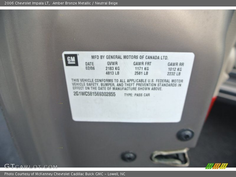 Amber Bronze Metallic / Neutral Beige 2006 Chevrolet Impala LT