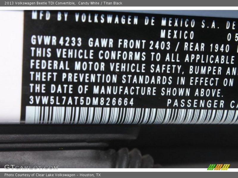 Candy White / Titan Black 2013 Volkswagen Beetle TDI Convertible