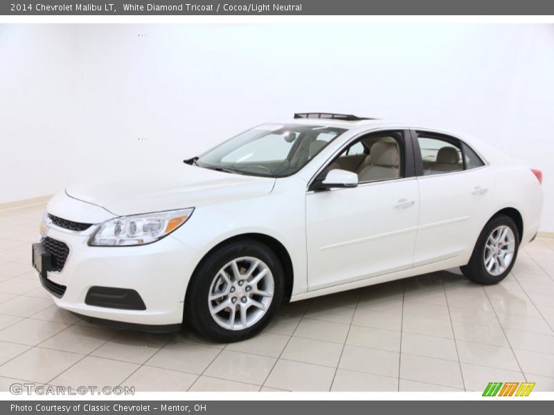 White Diamond Tricoat / Cocoa/Light Neutral 2014 Chevrolet Malibu LT