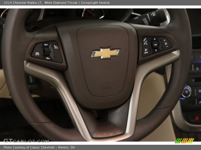 White Diamond Tricoat / Cocoa/Light Neutral 2014 Chevrolet Malibu LT