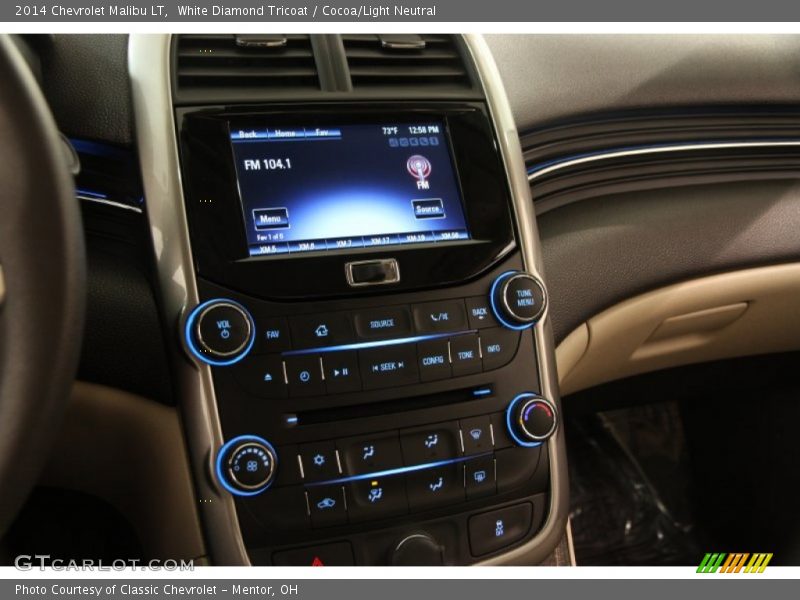 White Diamond Tricoat / Cocoa/Light Neutral 2014 Chevrolet Malibu LT