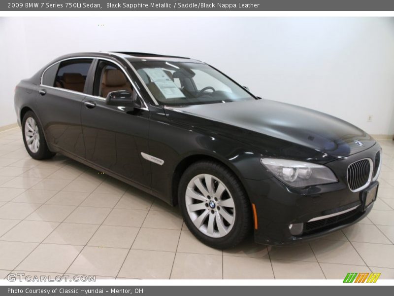 Black Sapphire Metallic / Saddle/Black Nappa Leather 2009 BMW 7 Series 750Li Sedan