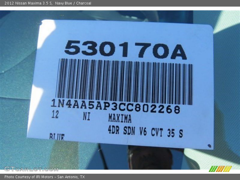 Navy Blue / Charcoal 2012 Nissan Maxima 3.5 S