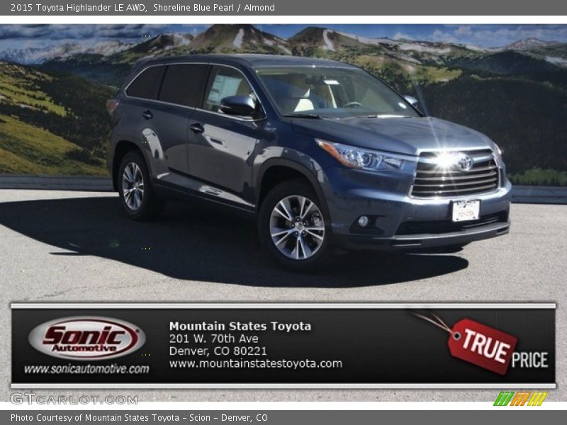 Shoreline Blue Pearl / Almond 2015 Toyota Highlander LE AWD