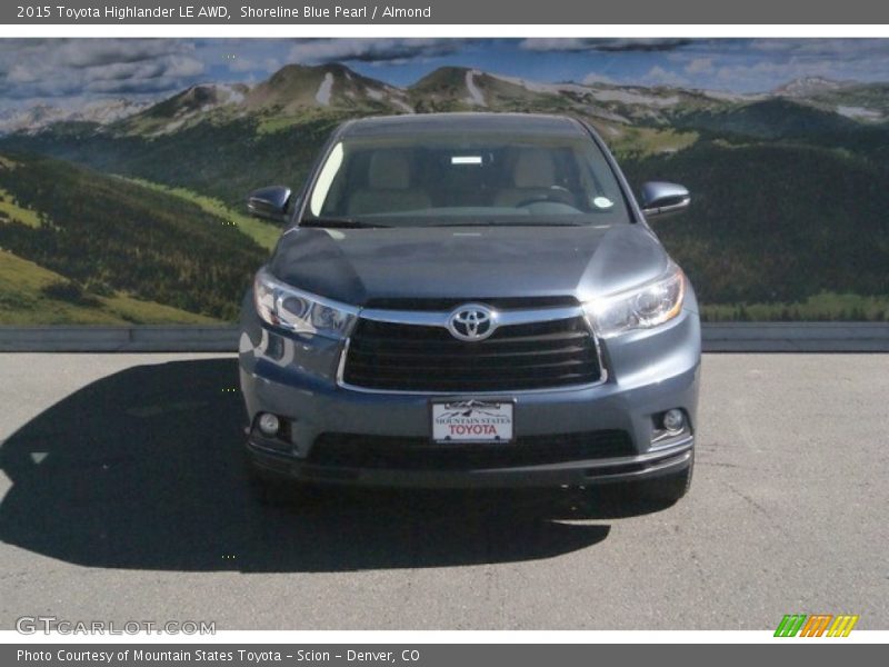 Shoreline Blue Pearl / Almond 2015 Toyota Highlander LE AWD
