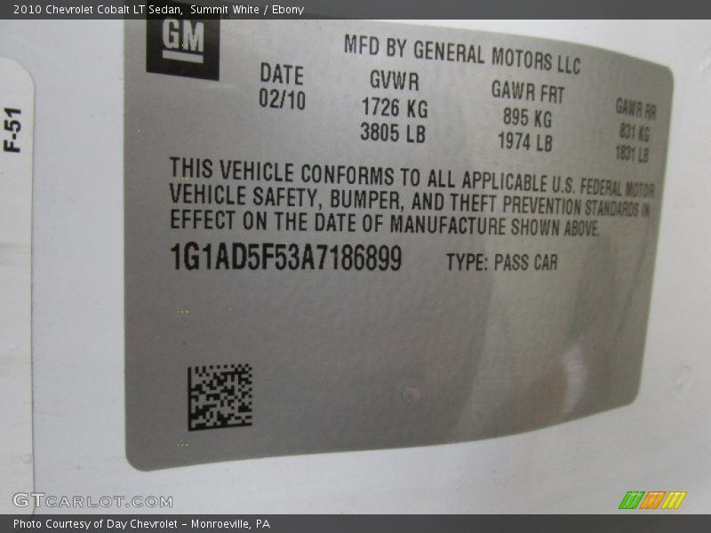 Summit White / Ebony 2010 Chevrolet Cobalt LT Sedan