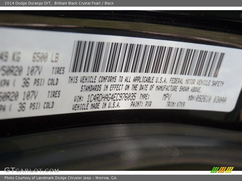 Brilliant Black Crystal Pearl / Black 2014 Dodge Durango SXT