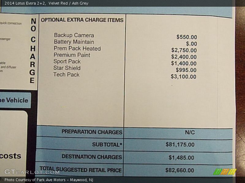  2014 Evora 2+2 Window Sticker