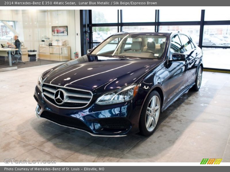 Lunar Blue Metallic / Silk Beige/Espresso Brown 2014 Mercedes-Benz E 350 4Matic Sedan