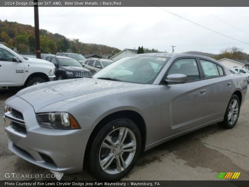 Billet Silver Metallic / Black/Red 2014 Dodge Charger SXT AWD